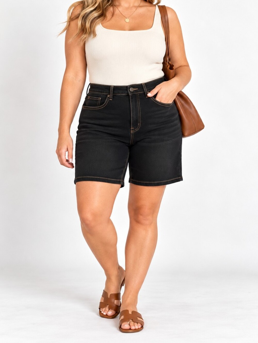 NWT Judy Blue JB15271 Black High Rise Mid Thigh Denim Shorts 1XL Plus